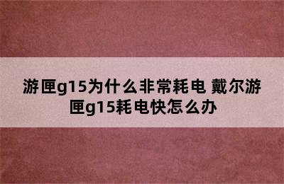 游匣g15为什么非常耗电 戴尔游匣g15耗电快怎么办